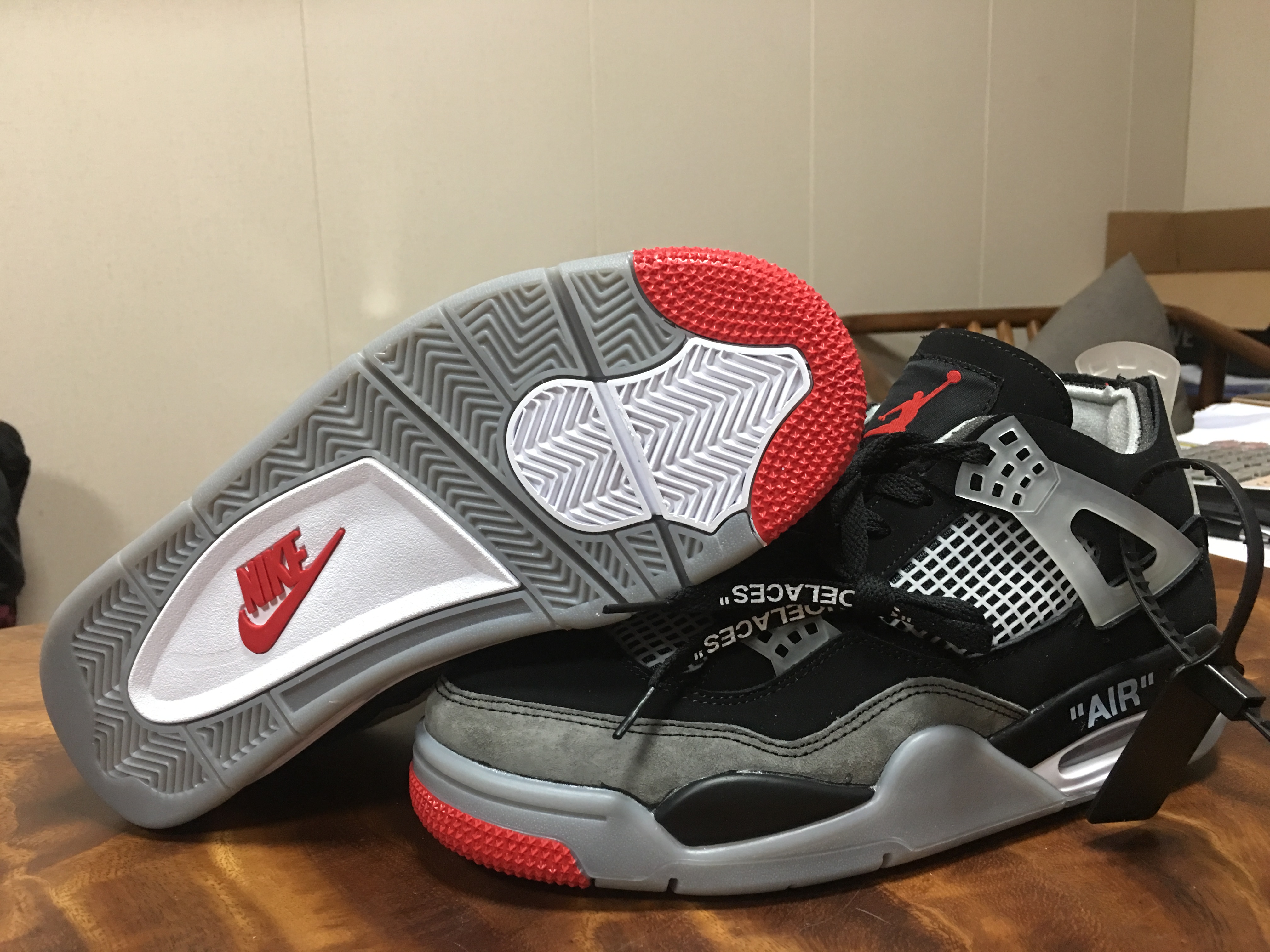 New Air Jordan 4 Black Grey Red